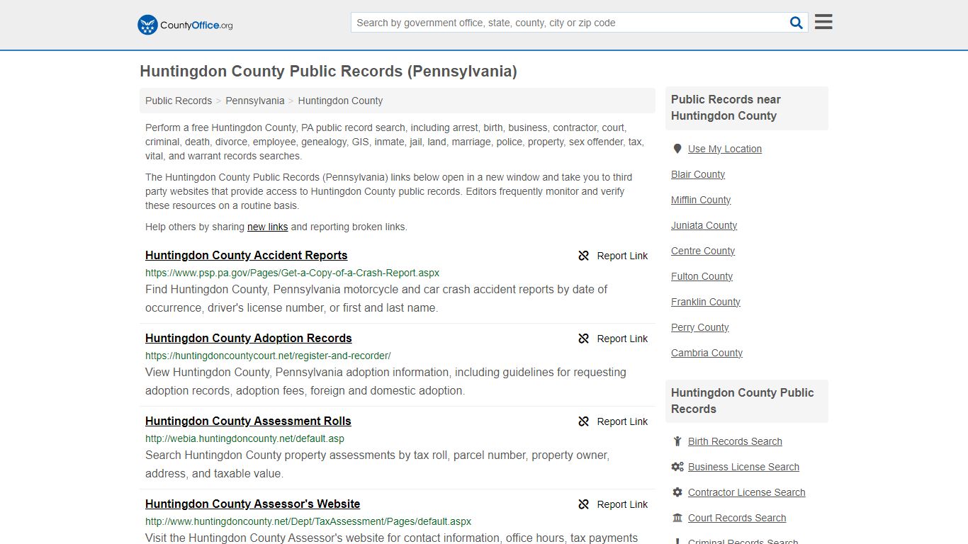 Public Records - Huntingdon County, PA (Business, Criminal, GIS ...